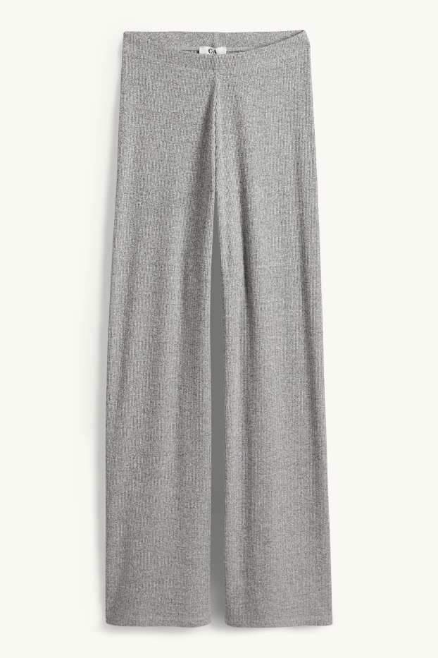 Damen - Jogginghose - gerippt - grau-melange