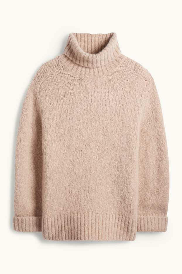 Damen - Rollkragenpullover - Mohair-Mix - beige