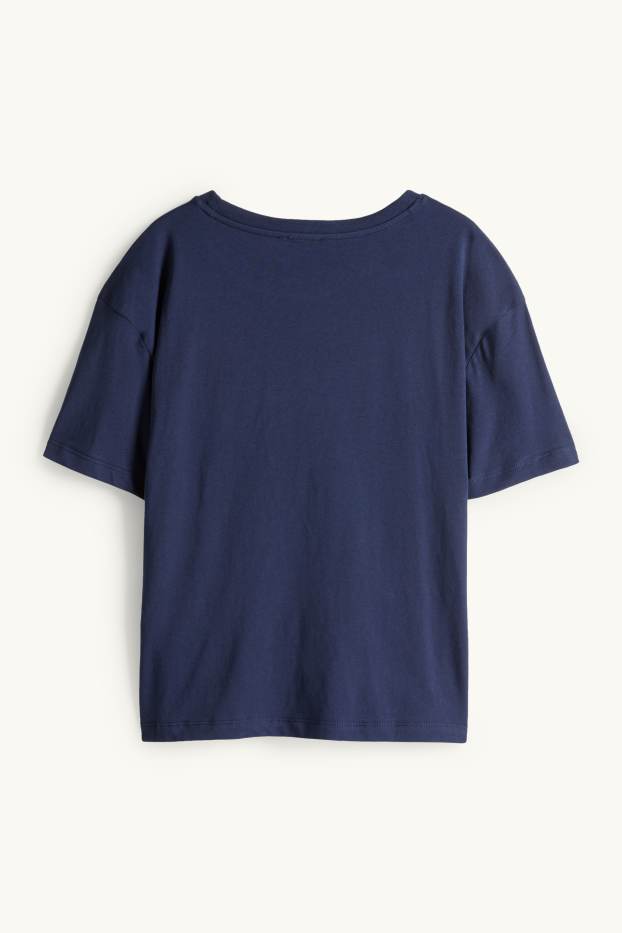 Donna - T-shirt - relaxed fit - effetto brillante - blu scuro