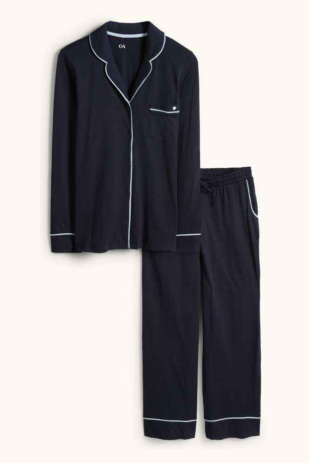 Damen - Pyjama - dunkelblau
