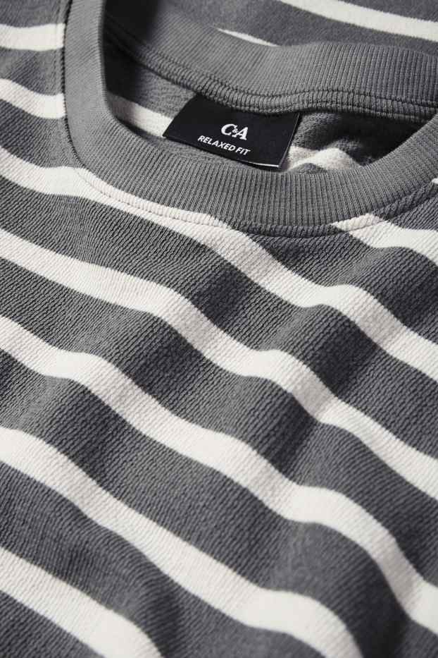 Heren - T-shirt - relaxed fit - gestreept - met structuur - groen