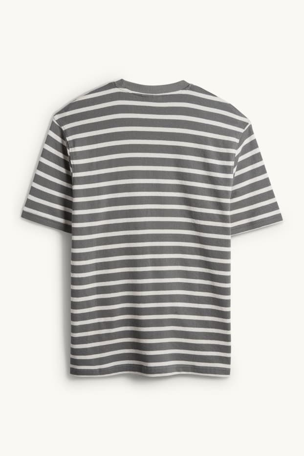 Heren - T-shirt - relaxed fit - gestreept - met structuur - groen