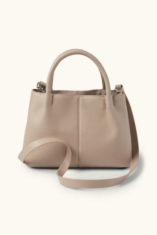 Damen - Kleiner Shopper mit abnehmbarem Taschengurt - Lederimitat - beige