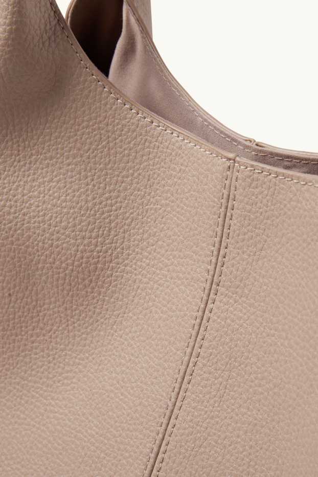 Damen - Großer Shopper - Lederimitat - beige