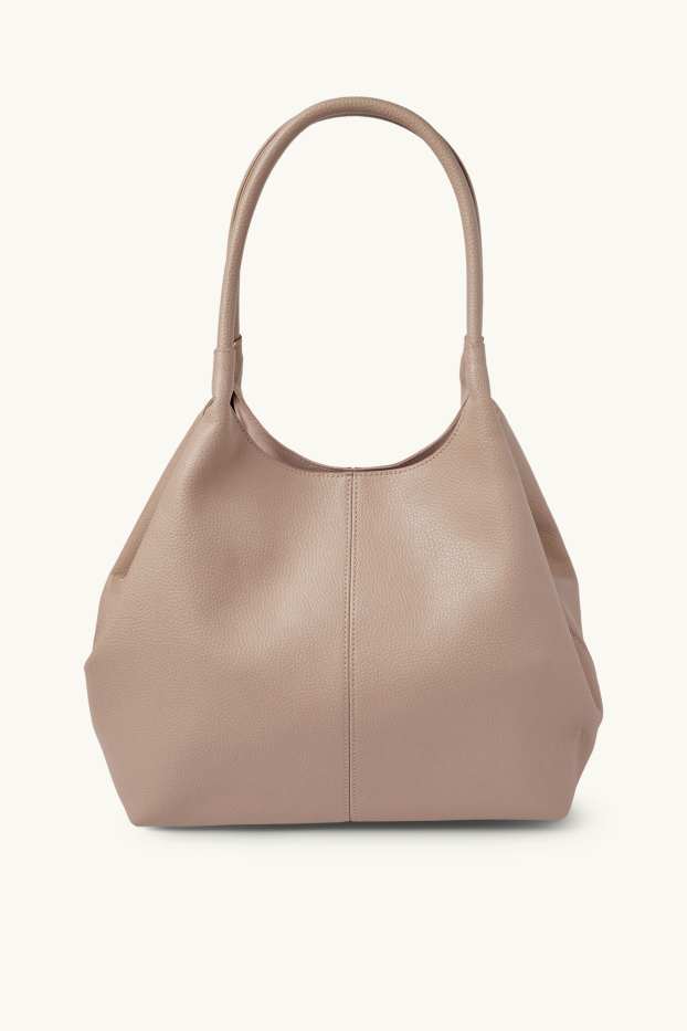 Damen - Großer Shopper - Lederimitat - beige