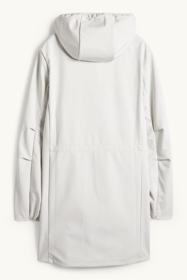 Femmes - Veste à coquille souple avec capuche - finition déperlante - 4 Way Stretch - gris clair