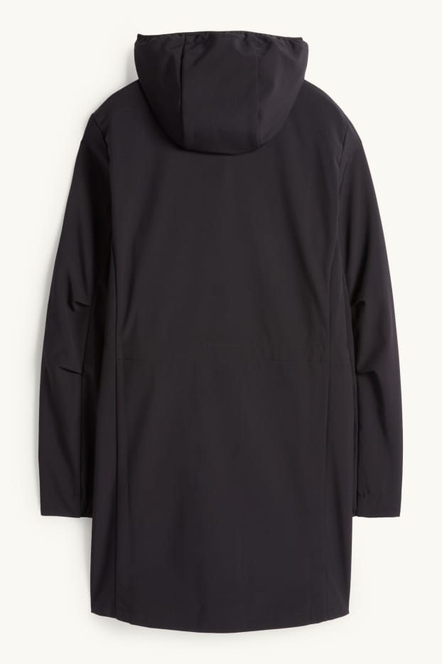 Women - Softshell coat with hood - water-repellent - 4-way stretch - black