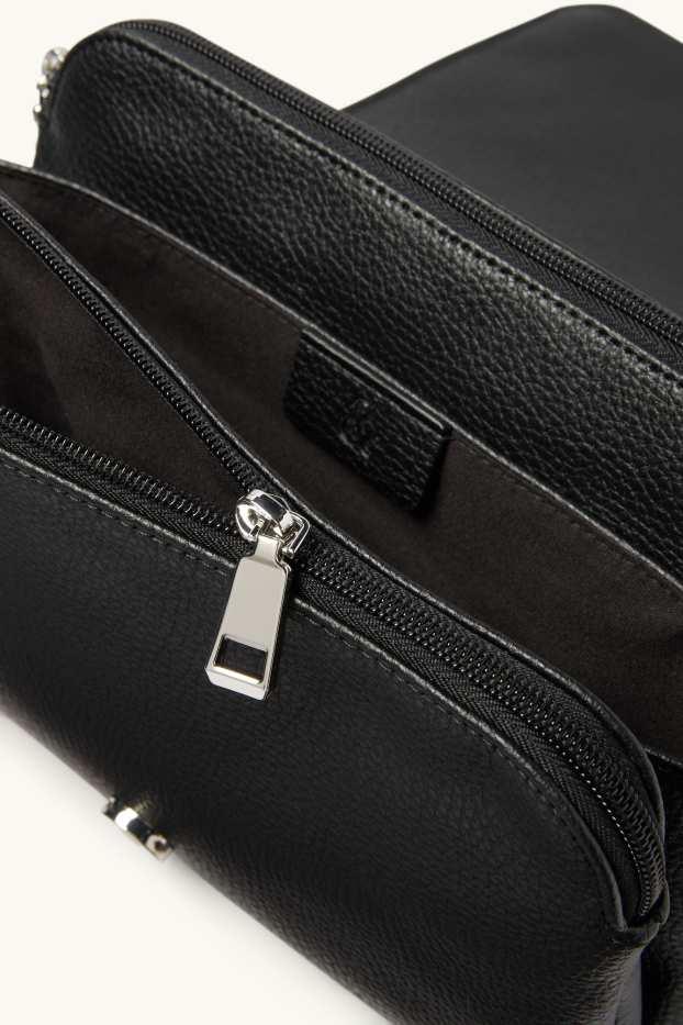 Dámské - Kabelka přes rameno s odnímatelným popruhem - imitace kůže - černá