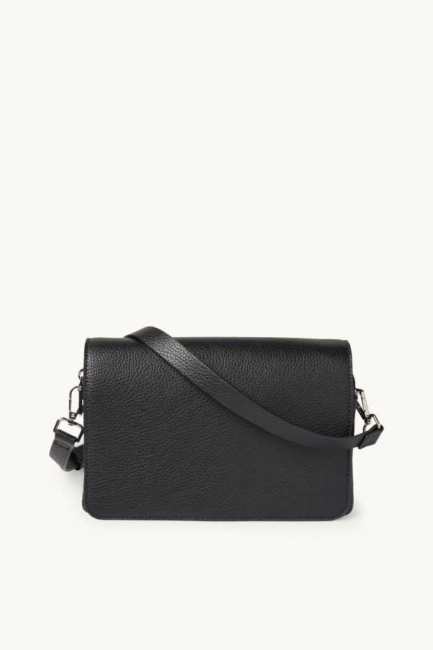 Dámské - Kabelka přes rameno s odnímatelným popruhem - imitace kůže - černá