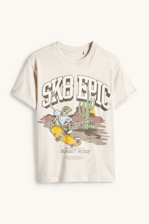 Kinder Jungen - Skater - Kurzarmshirt - hellbeige