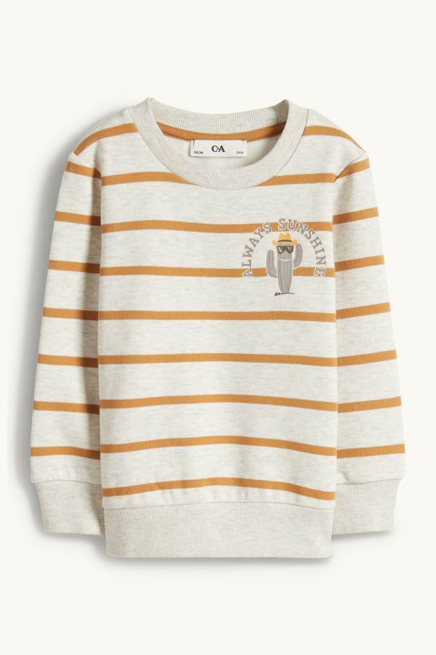 Kinder Jungen - Kaktus - Sweatshirt - gestreift - beige