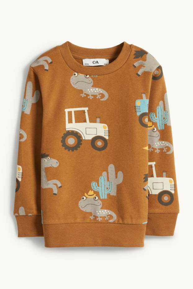 Kinder Buben - Traktor - Sweatshirt - havanna