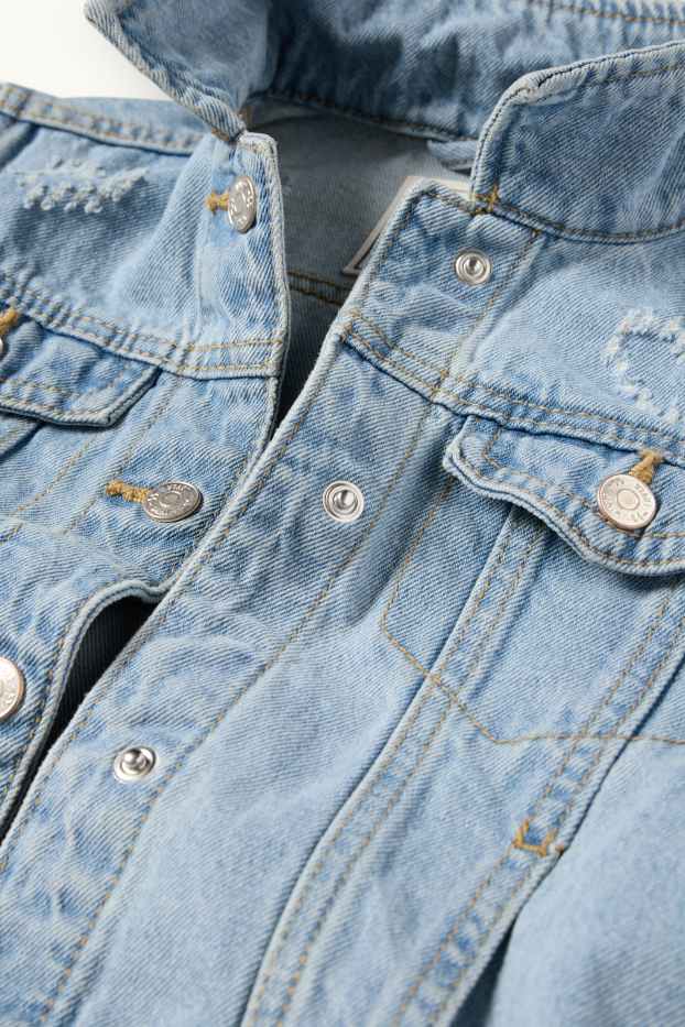 Kinder Mädchen - Herz - Jeansjacke - helljeansblau