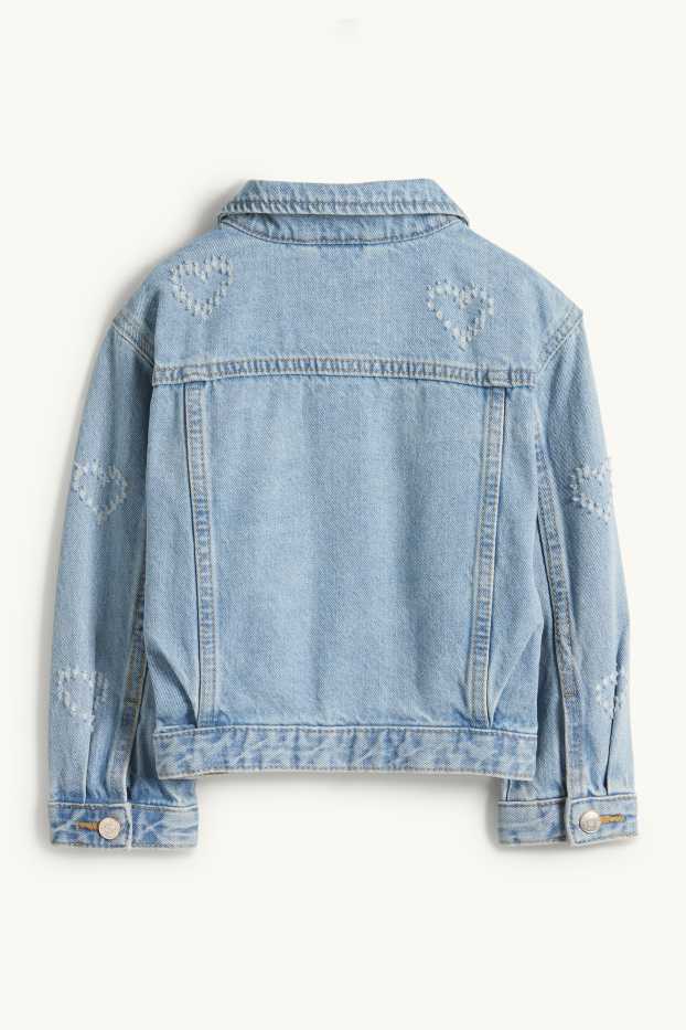 Kinder Mädchen - Herz - Jeansjacke - helljeansblau