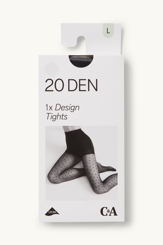 Donna - Collant fini - LYCRA® - 20 DEN - a pois - nero