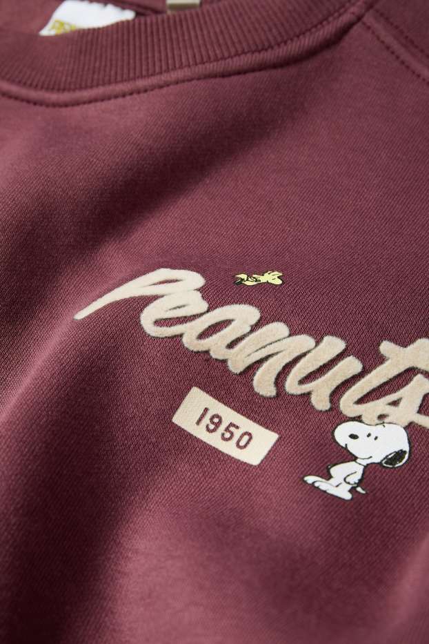 Femei - Bluză de molton supradimensionată - Peanuts - bordo