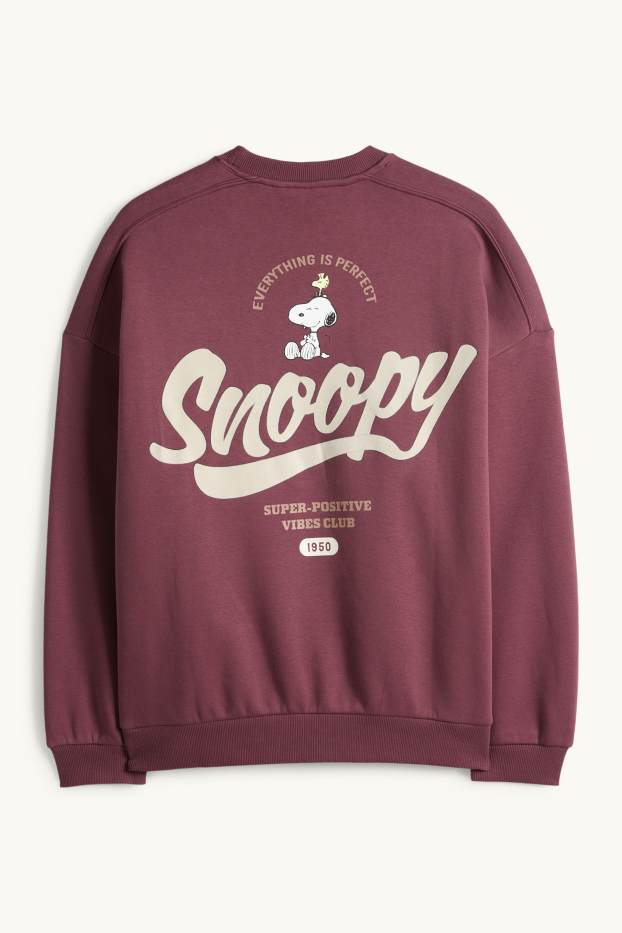 Femei - Bluză de molton supradimensionată - Peanuts - bordo