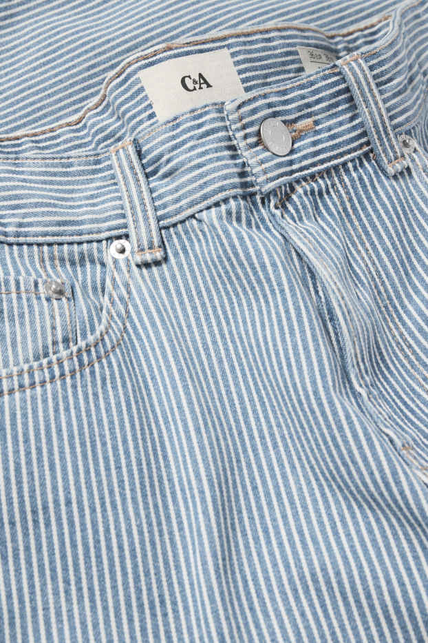 Femmes - Baggy jean - mid waist - à rayures - blanc / bleu clair