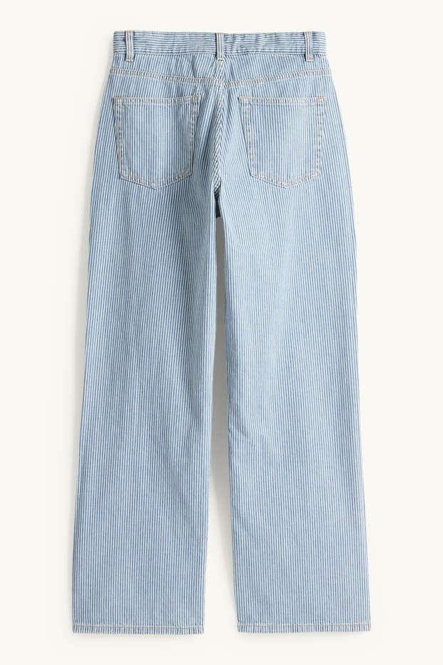 Femmes - Baggy jean - mid waist - à rayures - blanc / bleu clair