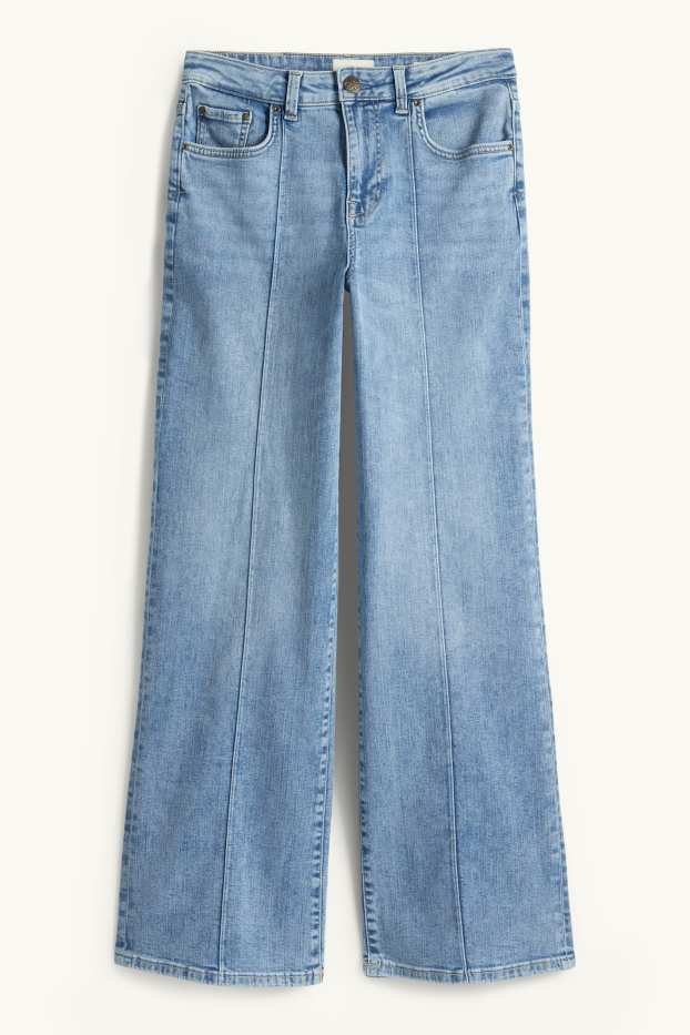 Femei - Wide leg jeans - talie medie - denim-albastru deschis