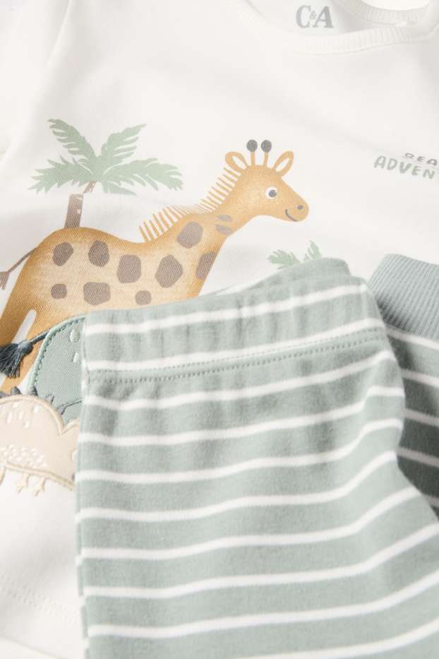 Miminka - chlapci - Žirafa, slon a chameleon - pyžamo pro miminka - 2dílné - bílá