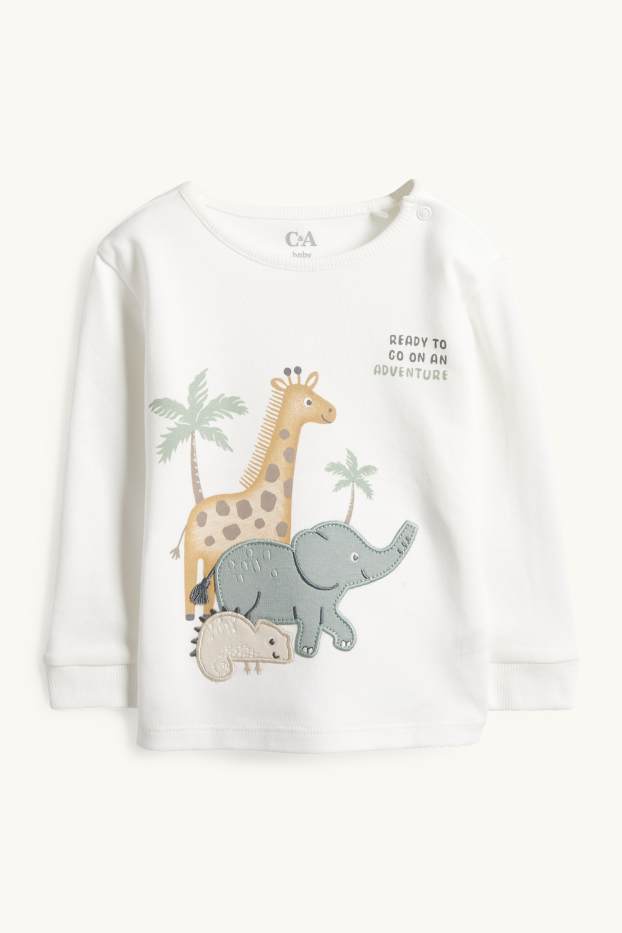 Miminka - chlapci - Žirafa, slon a chameleon - pyžamo pro miminka - 2dílné - bílá