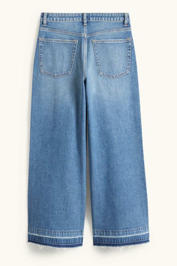 Dona - Wide leg Jeans crop - mid waist - texà blau