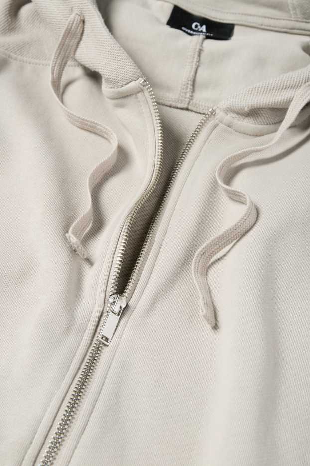 Uomo - Felpa con zip e cappuccio - beige