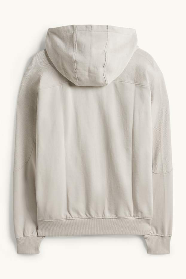 Uomo - Felpa con zip e cappuccio - beige