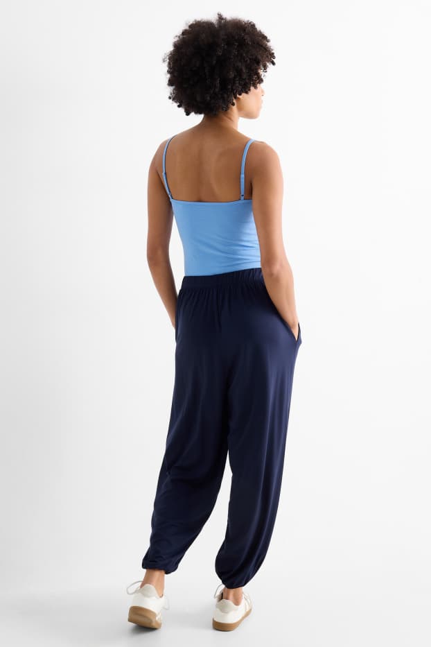 Damen - Jersey-Hose - Mid Waist - dunkelblau