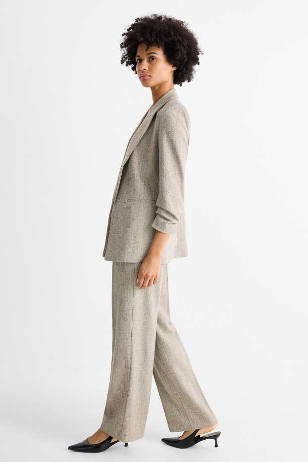 Femei - Pantaloni office - talie medie - straight leg - cu model - taupe
