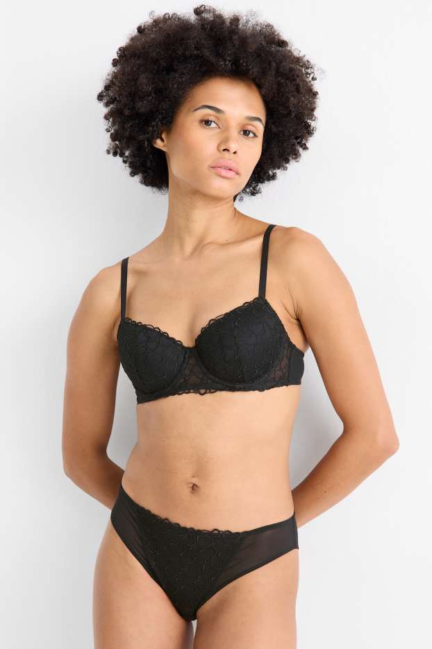 Femmes - Soutien-gorge avec armatures - DEMI - ampliforme - noir