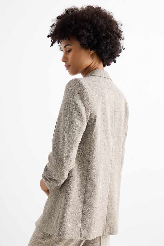 Femei - Blazer lung - regular fit - cu model - structurat - taupe