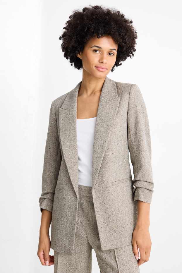 Femei - Blazer lung - regular fit - cu model - structurat - taupe