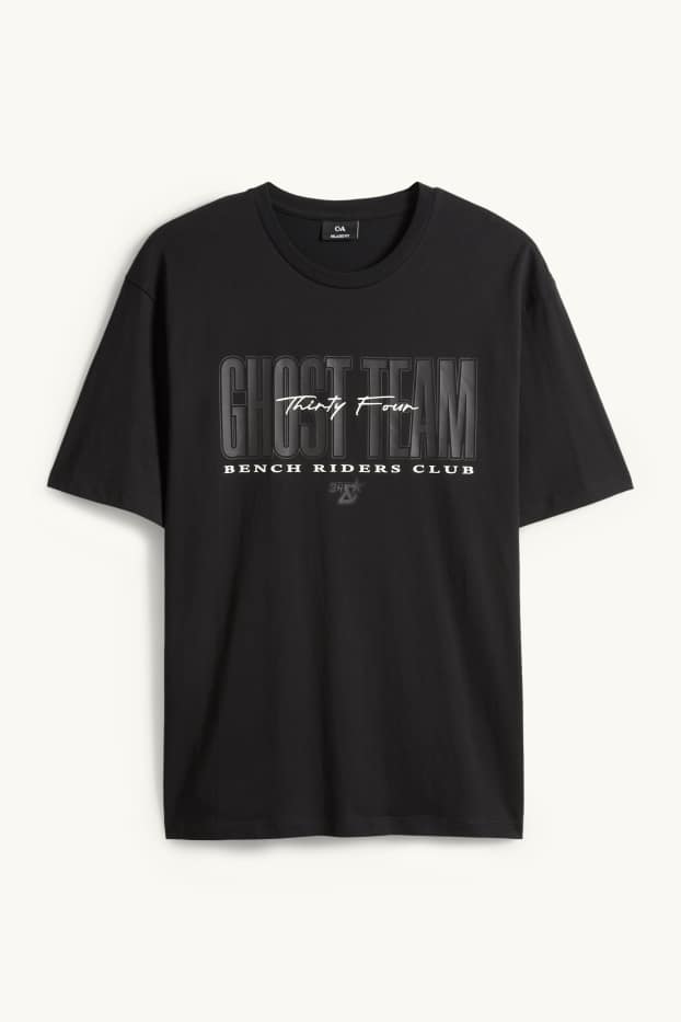 Pánské - Tričko - relaxed fit - černá