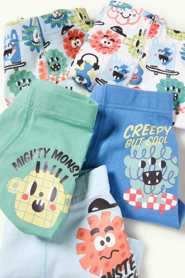 Copii - Băieți - Multipack 5 perechi - monstru - boxeri - albastru deschis