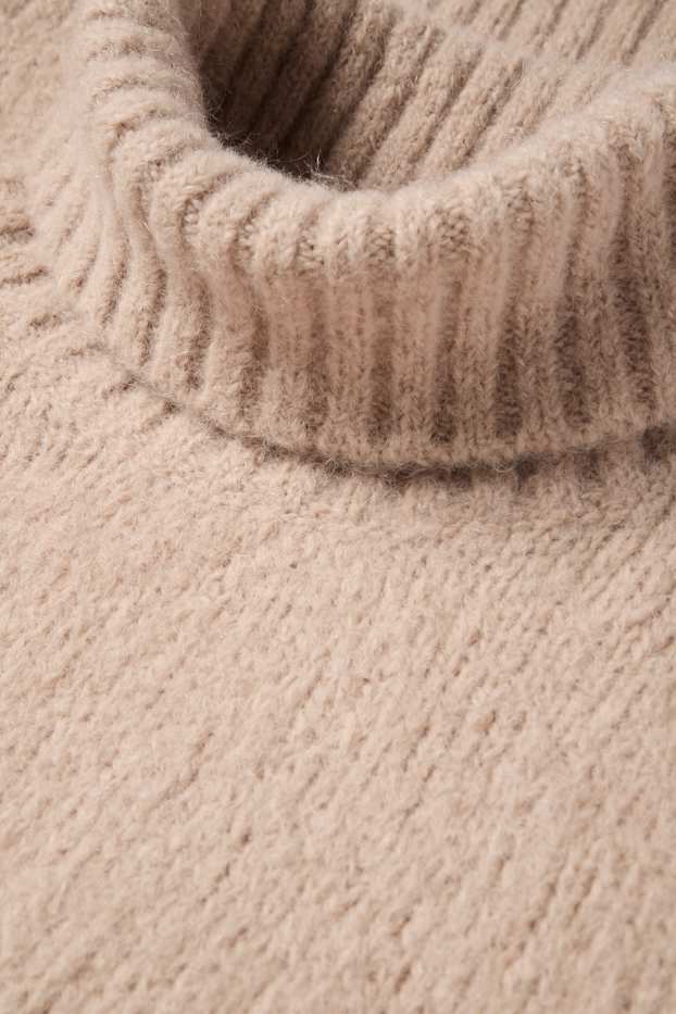 Damen - Rollkragenpullover - Mohair-Mix - beige