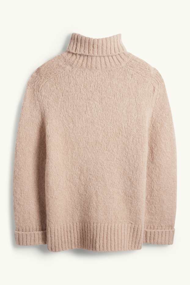 Damen - Rollkragenpullover - Mohair-Mix - beige