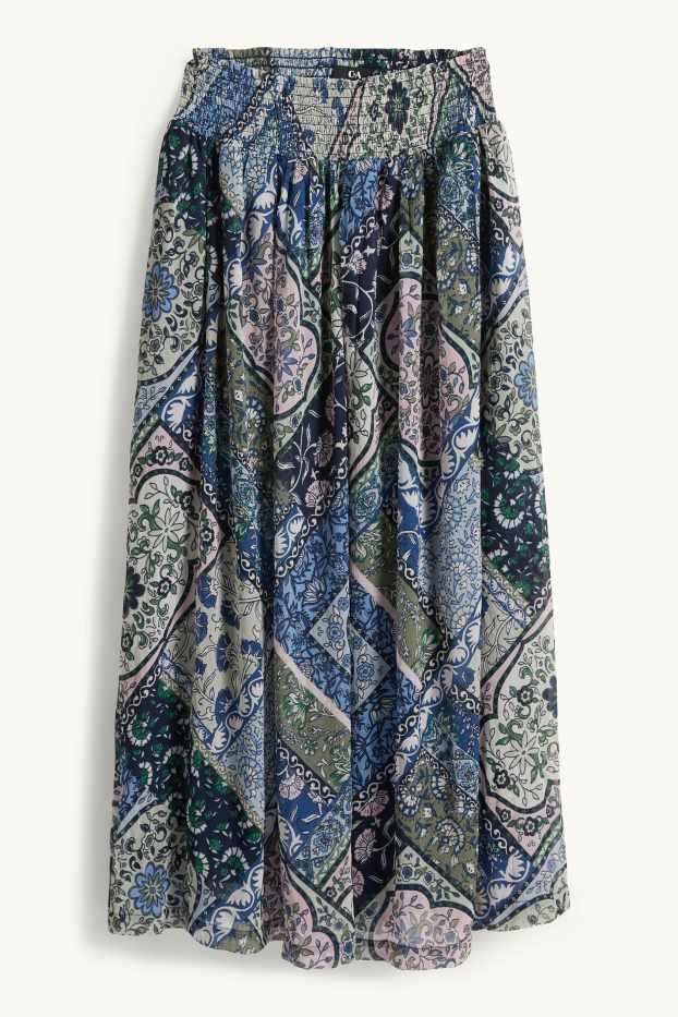 Femmes - Jupe de gaze - à motif - bleu foncé