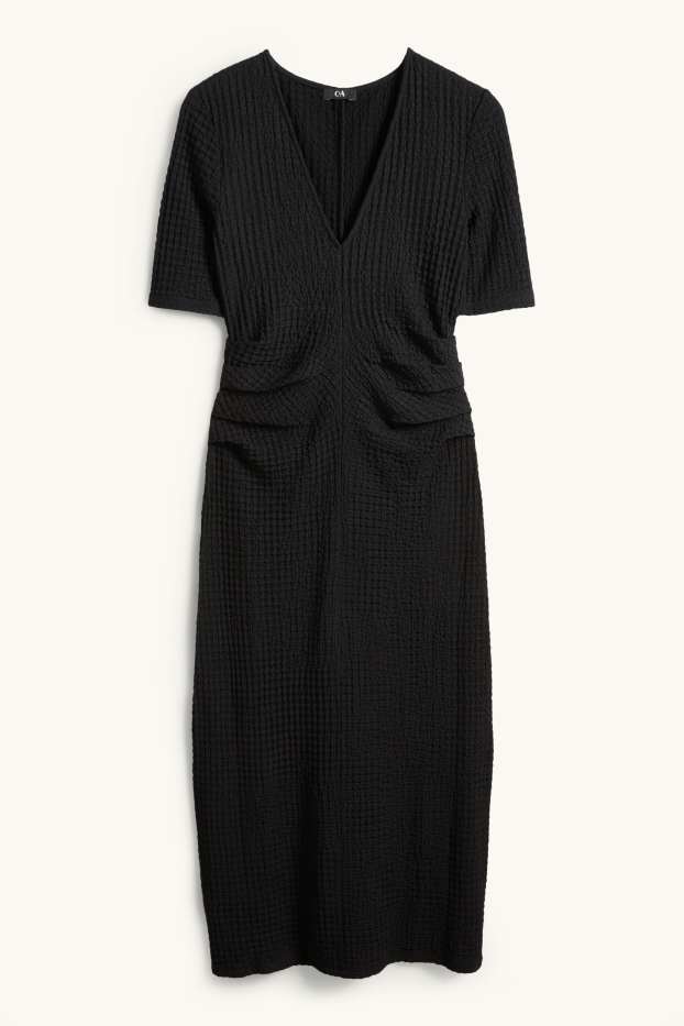 Femei - Rochie cu decolteu în V - straight fit - structurată - negru