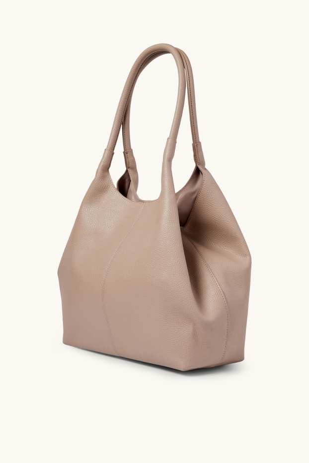 Damen - Großer Shopper - Lederimitat - beige
