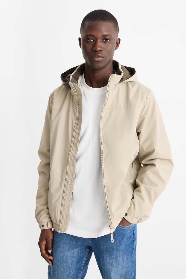 Hommes - Veste à capuche - doublée - finition déperlante - beige