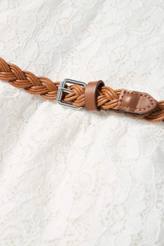 Copii - Fete - Floare - rochie cu curea - de ocazie - alb