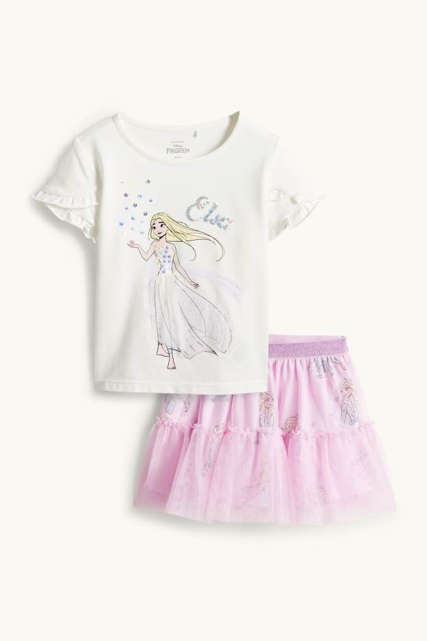 Bambine - Frozen - set - maglia a maniche corte e gonna - 2 pezzi - viola chiaro
