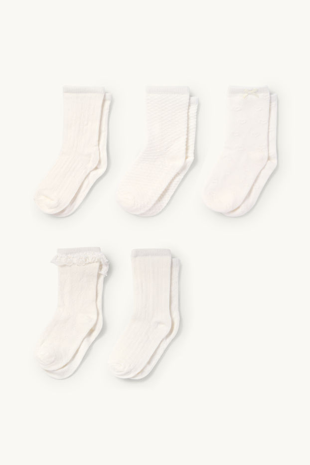 Nadó nena - Paquet de 5 - mitjons per a nadó - texturats - blanc