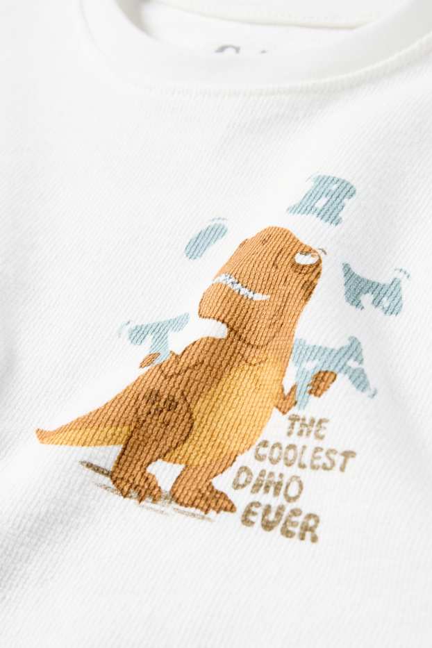 Kinderen: jongens - Dino - T-shirt - met structuur - wit