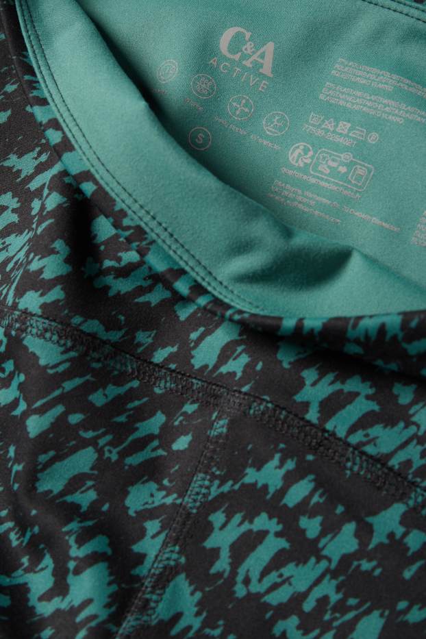 Femmes - Leggings de sport - 4 Way Stretch - motif - noir / turquoise