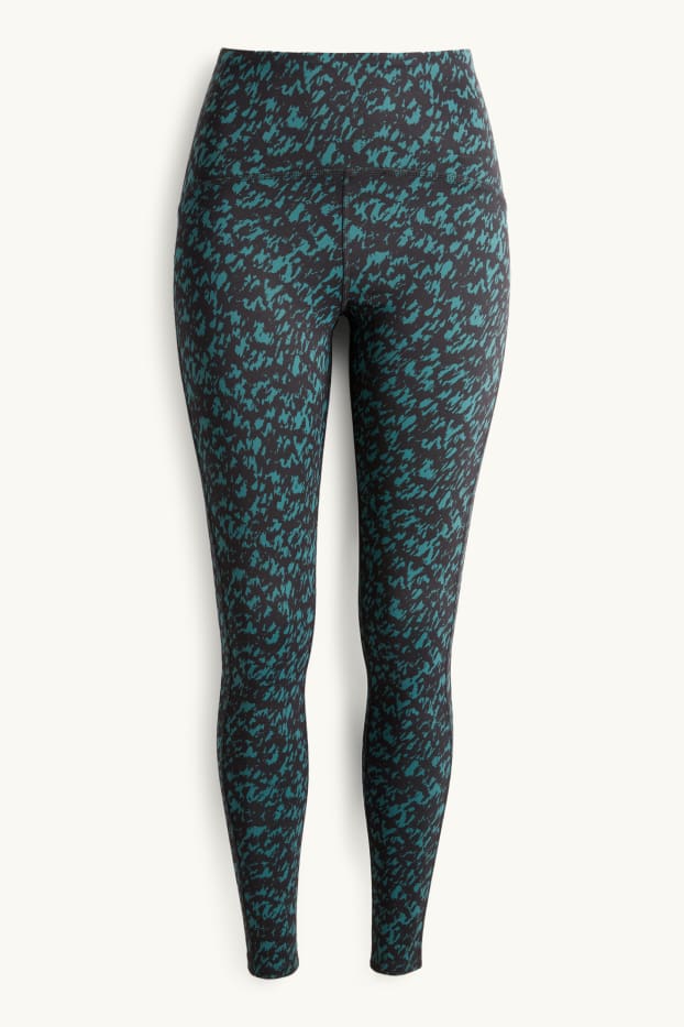 Femmes - Leggings de sport - 4 Way Stretch - motif - noir / turquoise