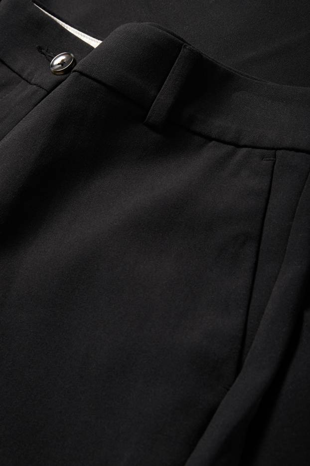 Damen - Stoffhose - Mid Waist - Straight Leg - schwarz