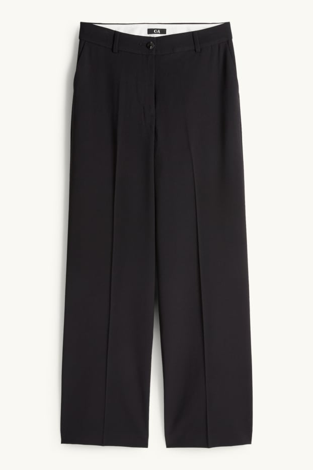 Damen - Stoffhose - Mid Waist - Straight Leg - schwarz